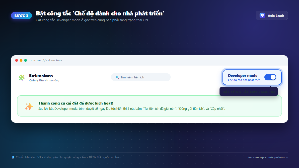 Enable Developer mode in Chrome illustration