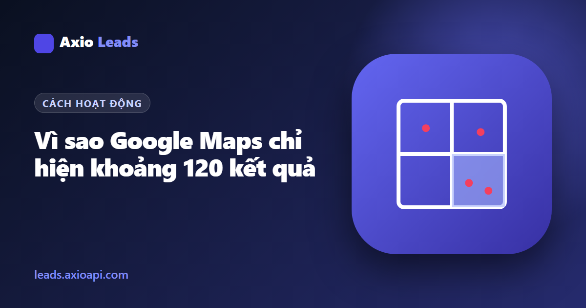 Hướng dẫn Axio Leads: Vì sao Google Maps chỉ hiển thị khoảng 120 kết quả